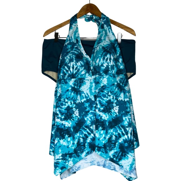 KIM GRAVEL x Swimsuits for All Halter Top & Brief Set Tahiti Tie Dye 10 - Picture 1 of 6